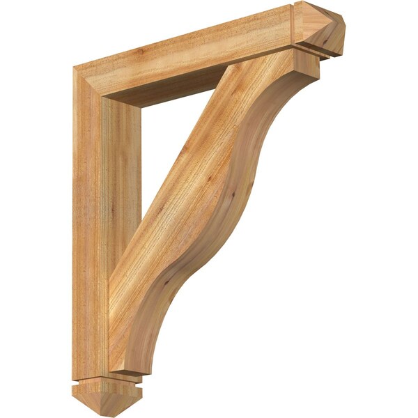 Ekena Millwork Funston Arts and Crafts Rough Sawn Bracket w/ Offset Brace, Western Red Cedar, 6"W x 32"D x 36"H BKT0604X32X36FST03RWR - main